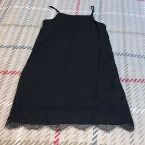 Monki black slip dress with lace trim